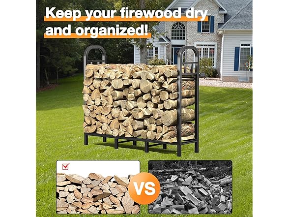 GREENER 4FT Firewood Rack Outdoor