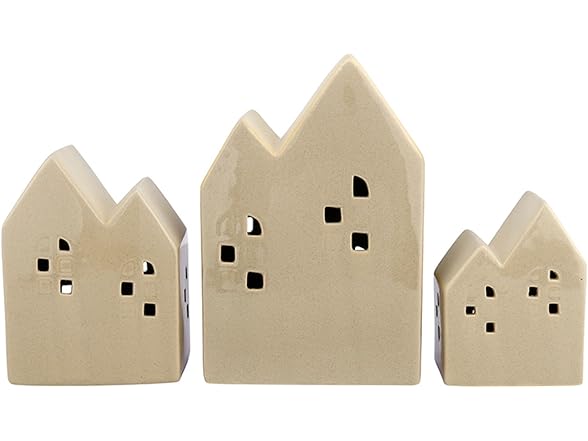 3-Piece Ceramic House Holiday Décor Set