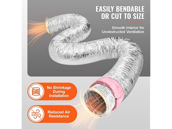 Dryer Vent Hose, 10'' Insulated Flexible Duct