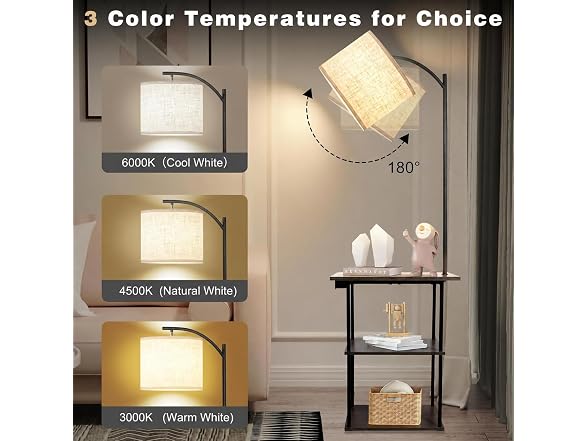 PESRAE Floor Lamp w/Charging Station