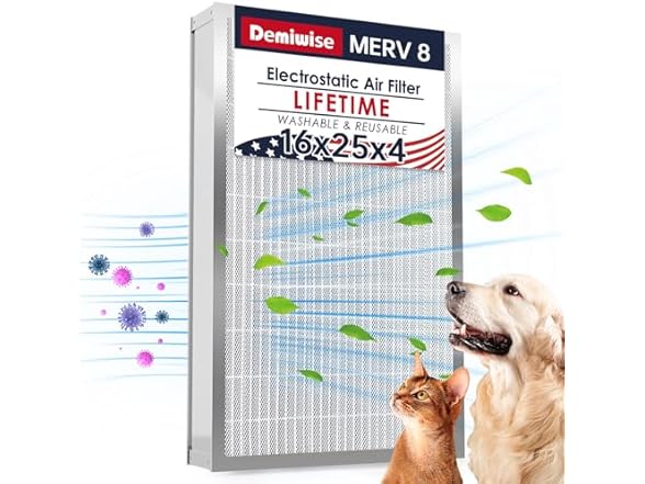 Demiwise 16x25x4 Resuable & Washable Electrostatic Air Filter