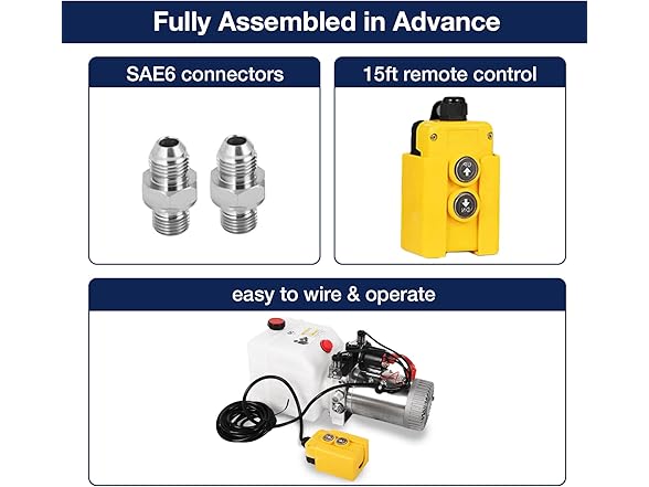 LFGUD 12V Hydraulic Power Unit 3200 PSI, Doubl