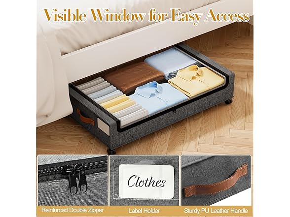 Dark Grey 4 Pck Under the Bed Storage