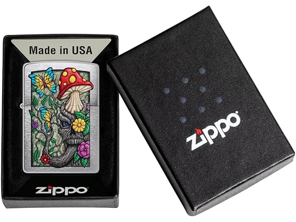 Zippo Outdoor Lighter, Freaky Nature Brushed Chrome