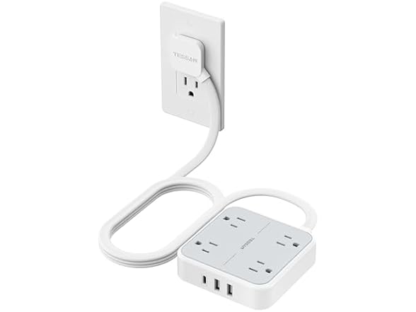 TESSAN 900J Power Strip 5ft Cord (4 Outlets, 3 USB)