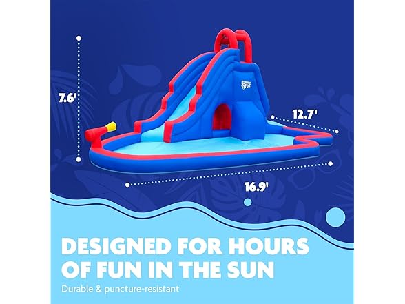Sunny & Fun Inflatable Water Slide Park with Tunnel