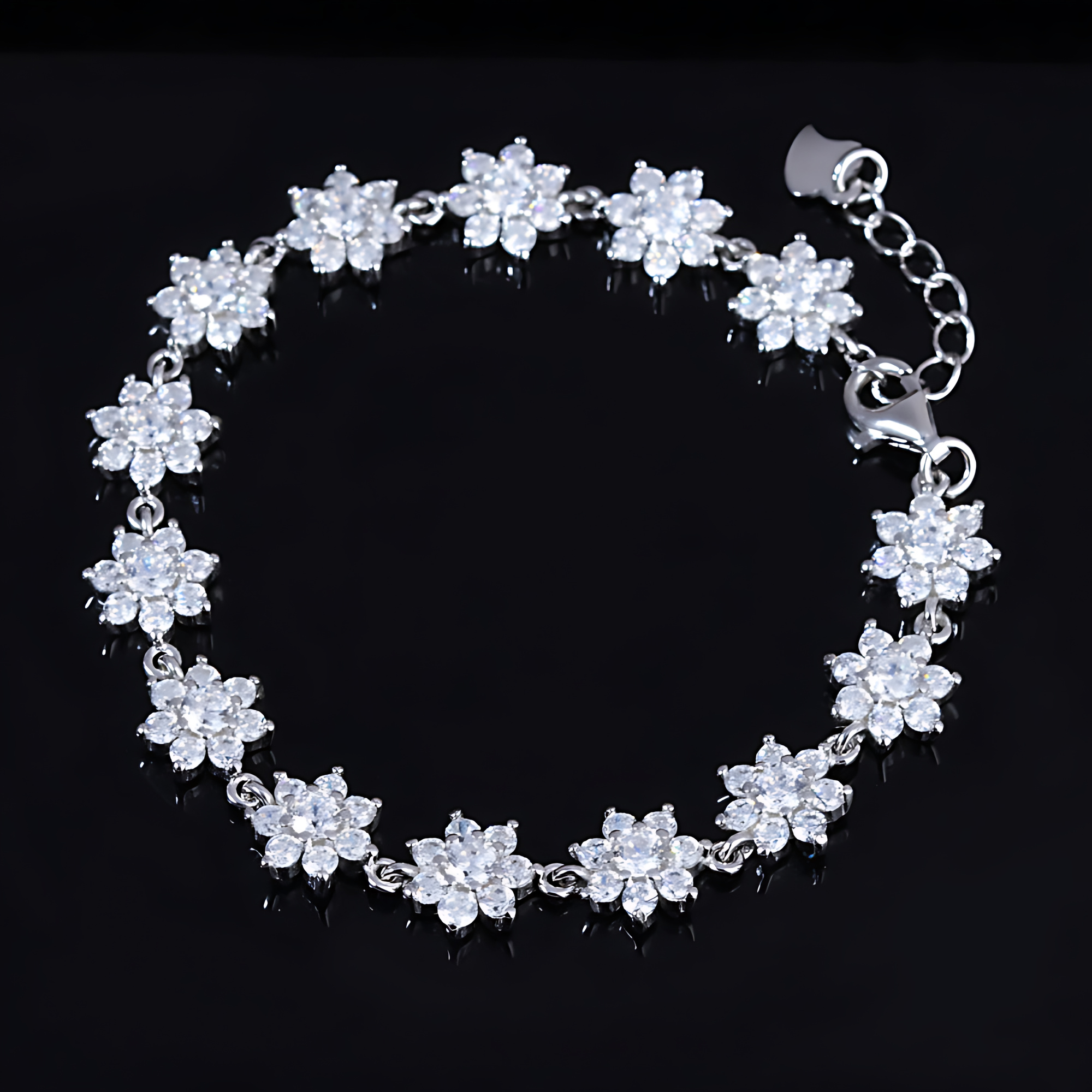 Genuine Crystal Flower Bracelet - Gallery 4