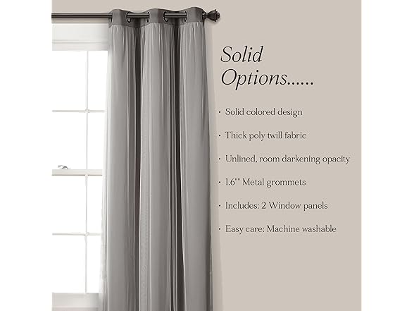 Lush Decor Sheer Grommet Curtains With Insulated Blackout Lining
