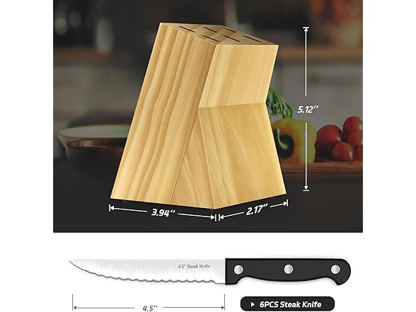 7 Pieces Steak Knife Set with Block