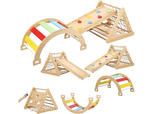 Hipicute 3 In 1 Wooden Climbing Toys
