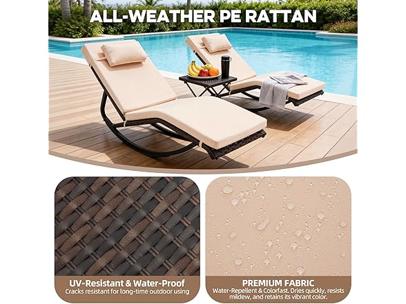 zzwhom Outdoor Lounge Chair Set of 3