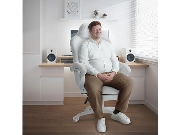 Dowinx Big and Tall Suede Fabric Gaming Chair White - Gallery 2