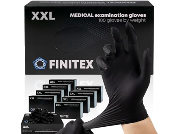 FINITEX 5mil Black Nitrile Disposable 1000ct Gloves