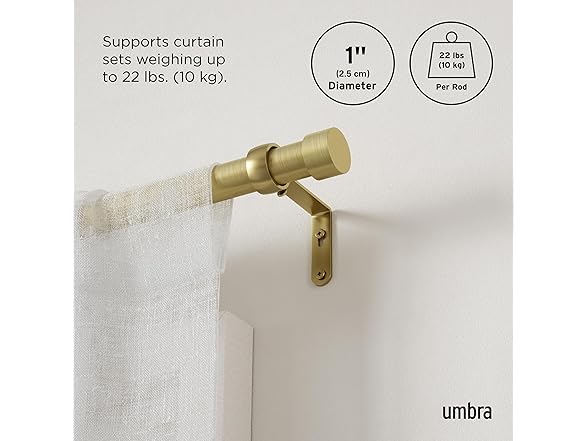 Umbra Cappa Curtain Rod, 66 to 120 Inches