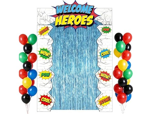 Bafei 80pcs Hero Theme Party Decor Kit