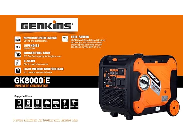 Genkins GK8000IE 8000W Portable Inverter Generator