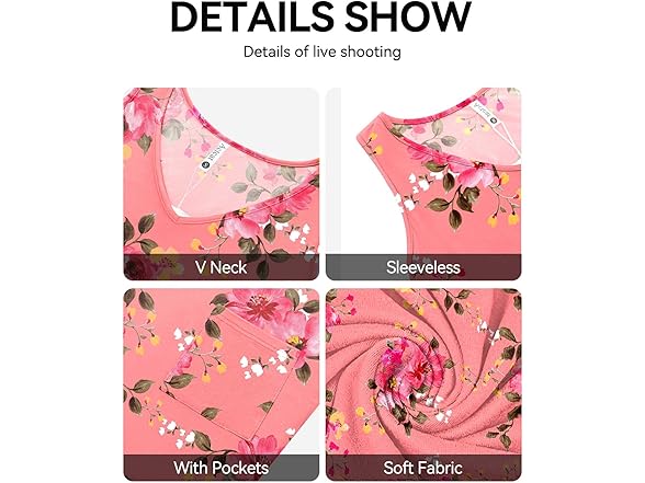 Actcat Womens Summer V Neck Dresses