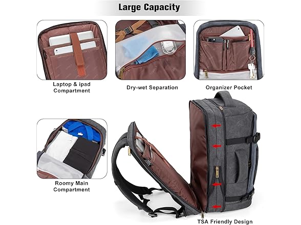 Black/Blue 40L Travel Backpack