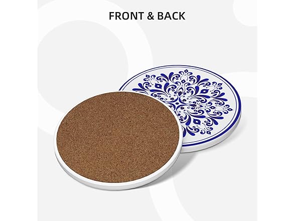 Coasters with Holder,Blue and White Style