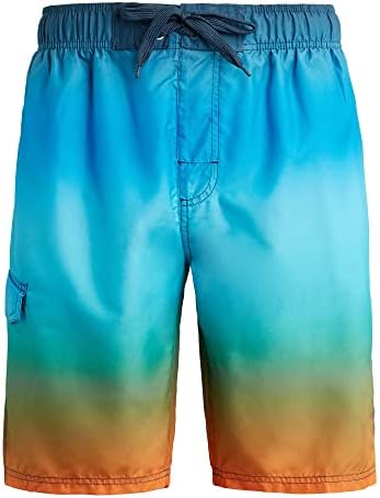 Kanu Surf Boys' Line Up Quick Dry UPF 50+ Beach Swim Trunk, Mirage Navy/Orange, 3T