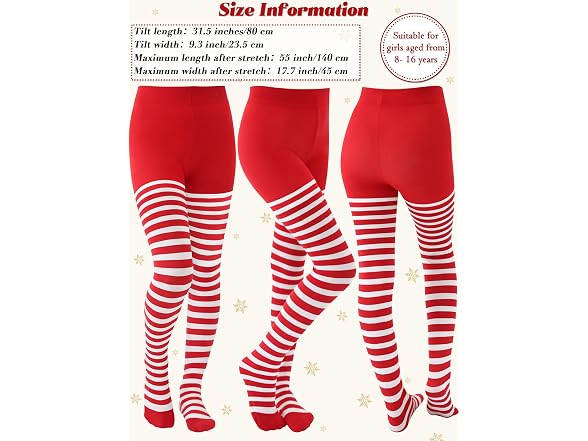 SOMSOC Kids (OS) 3-Piece Christmas Candy Cane Stri