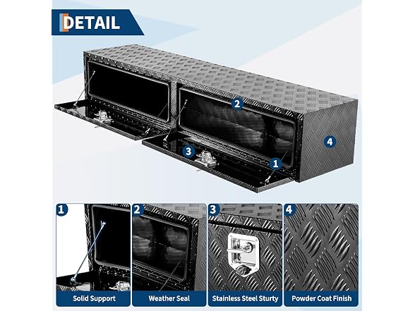 Takywep 72'' Heavy Duty Aluminum Truck Tool Box Black