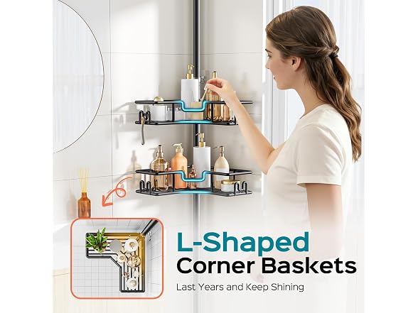 HAMITOR 4-Tier Shower Caddy Tension Pole