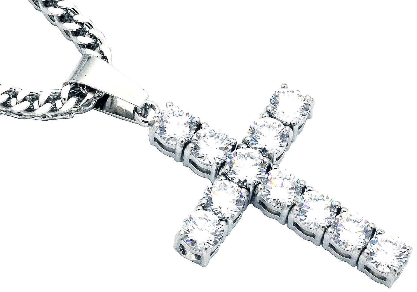 Cubic Zirconia Cross Necklace - Gallery 5