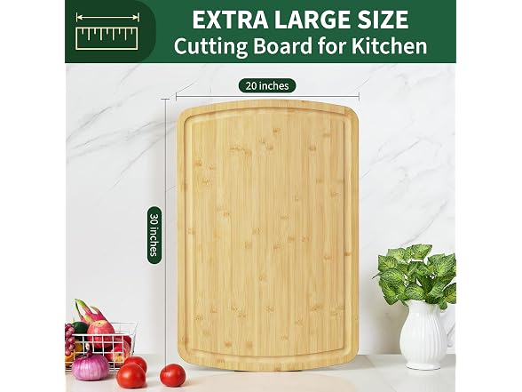 OUTLANE 30'' x 20'' Large Bamboo Cutting Board