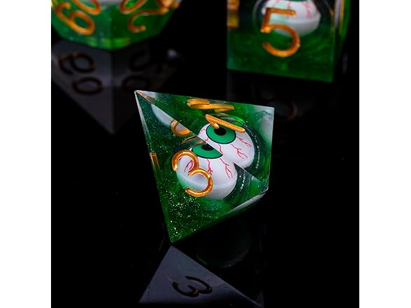 FugaCity DND-Blood Eyes & GREEN, Dice Set Hand