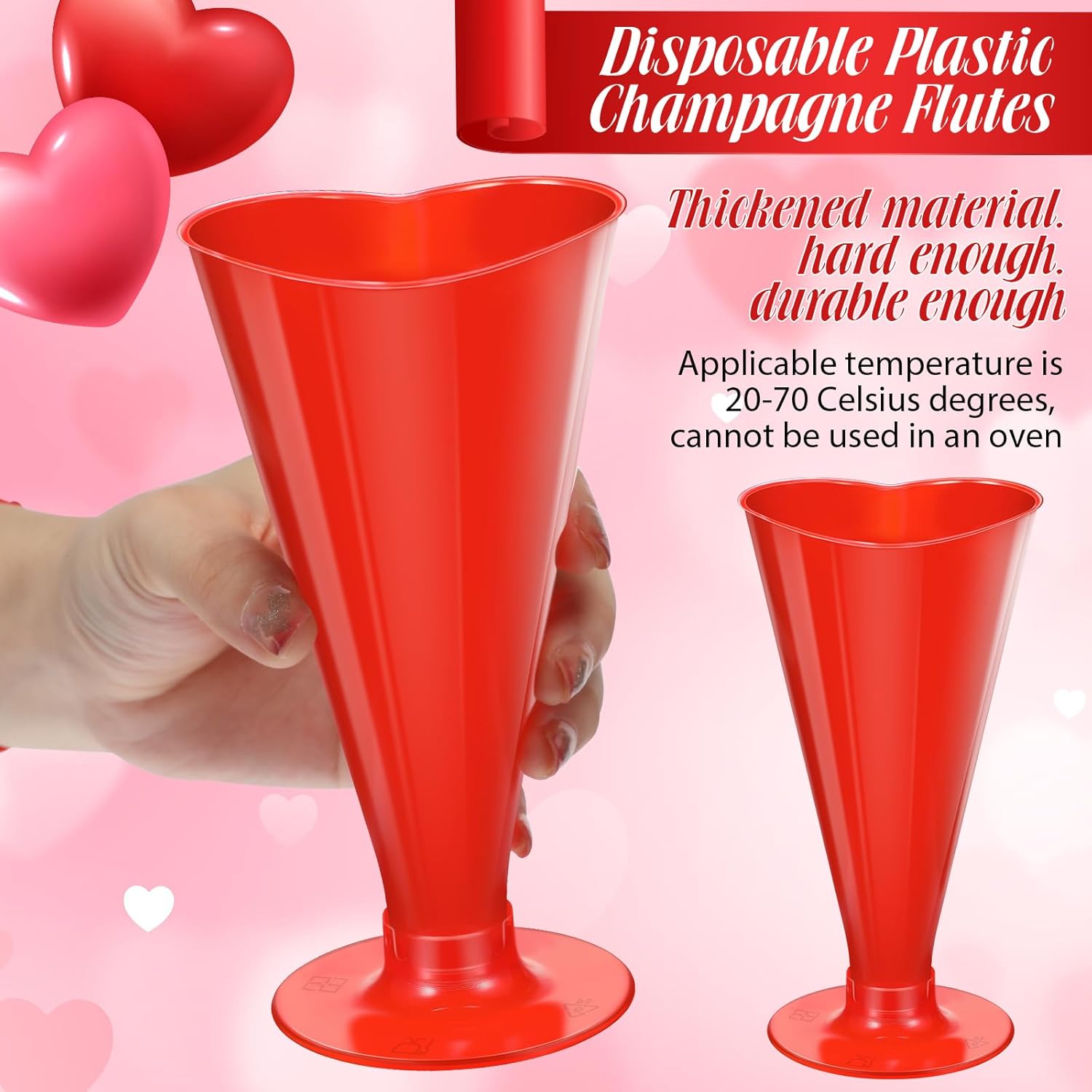 100 Pcs Heart Shaped Champagne Flutes - Gallery 5