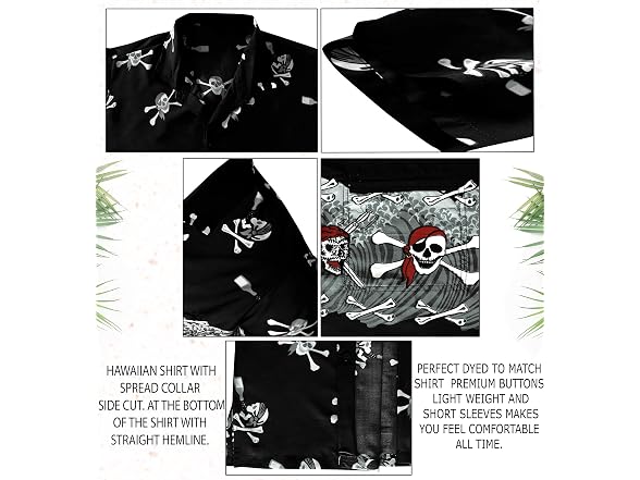 LA Leela Men (S) Halloween Hawaiian Short Shirts