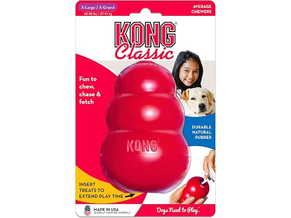 KONG Classic Stuffable Dog Toy, Natural Rubb
