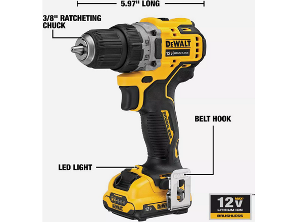 DEWALT DCD701F2 12V MAX XR 3/8 In Drill/Driver Kit