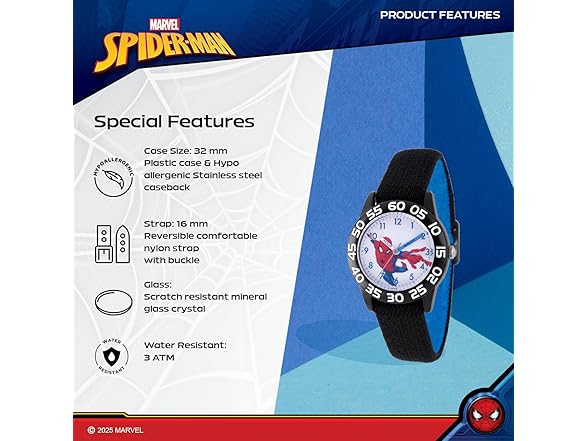 Marvel Spider-Man Kids' Nylon Strap Watch