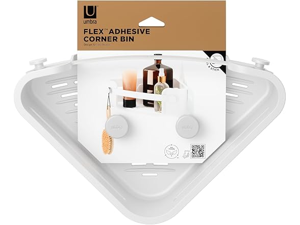 Umbra Flex Adhesive Corner Bin, White