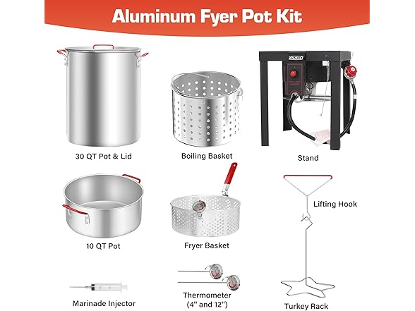 NUUK 30QT Turkey Fryer & 10QT Fish Fryer Combo Kit