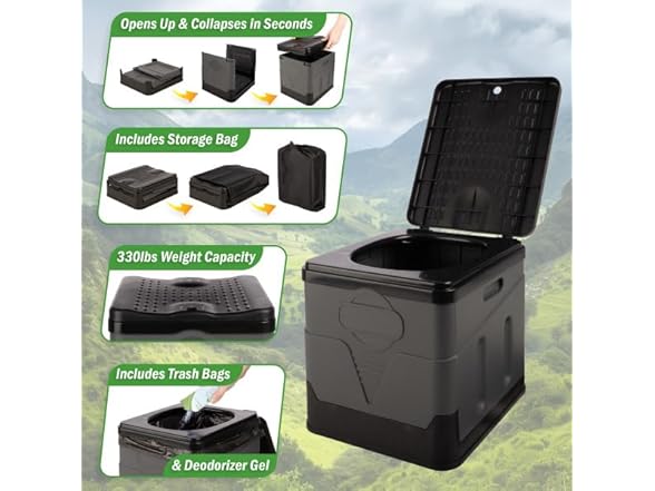 Portable Toilet for Adults - 330lb Capacity