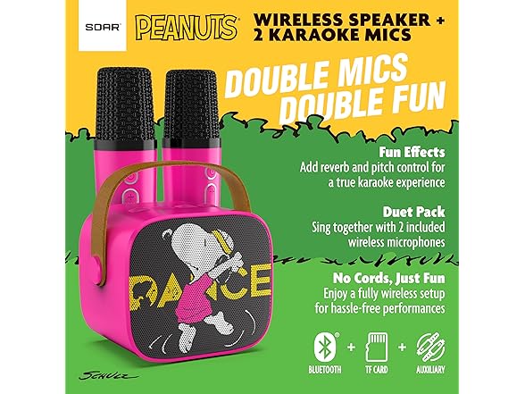 SOAR Peanuts Speaker & 2 Mics Black
