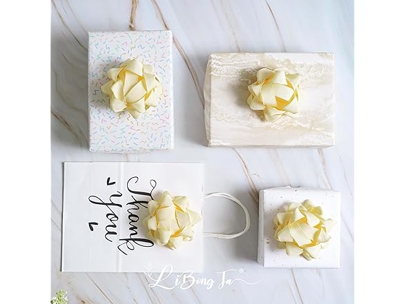 LiBongTa Gift Bows Ivory 4.5" (6pk)