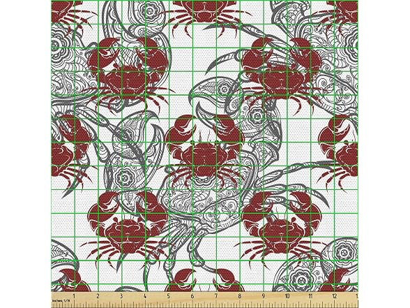 Ambesonne Crabs Fabric by The Yard, Sea
