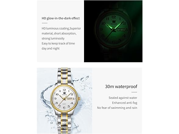 OLEVS Women’s Day Date Steel Watch- Silver