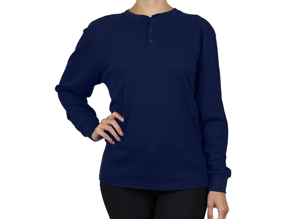 3Pk Asst Womens Waffle-Knit Henley Thermal