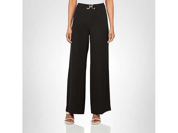 HALSTON H Womens Gold Belt Straight Leg Soft Suiting Pant