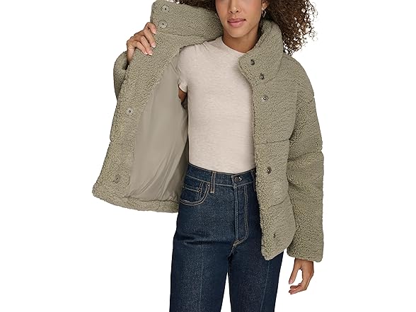 Levis Womens Patchwork Quilted Teddy Coat (S)