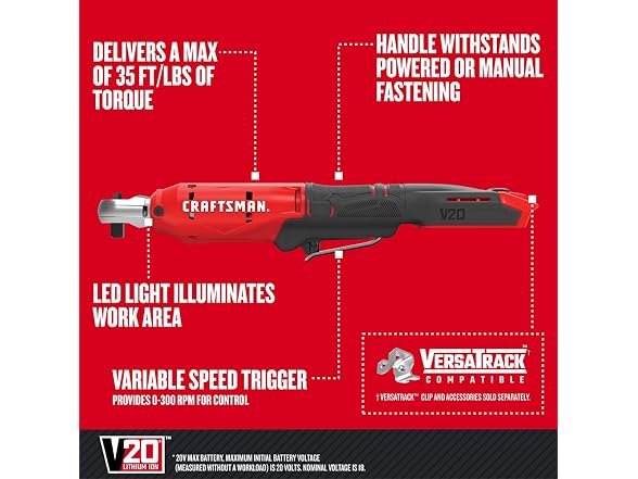 CRAFTSMAN CMCF930B V20 Max Variable 3/8-in Drive Ratchet