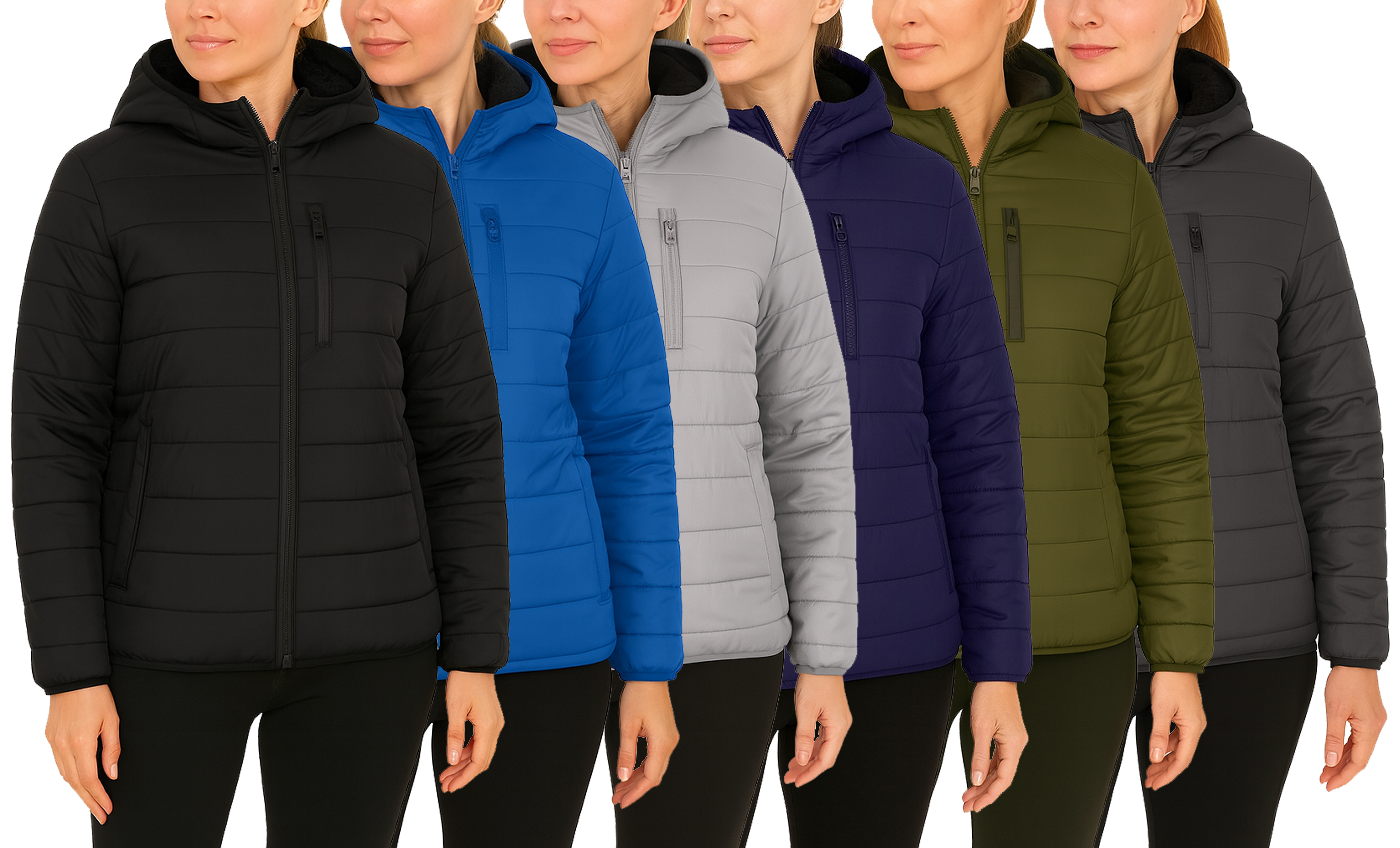 Womens Fleece-Lined Hooded Puffer Jacket - Gallery 14
