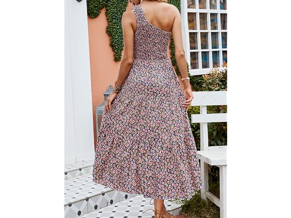 Zesica Women (S) Summer One Shoulder Midi Dresses