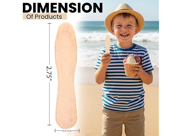 2.75" Wood Ice Cream Spoons 200ct
