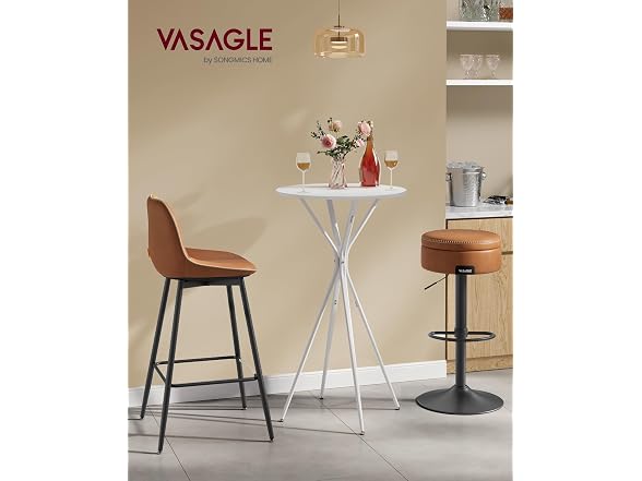 VASAGLE Bar Table, Round Cocktail High Top Pub Bistro Table